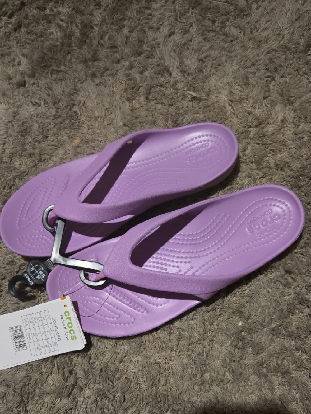 CROCS Lavender Purple Women's Flip Sandals - Picture 3 of 7